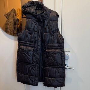 Black Quilted Hooded Puffer Vest